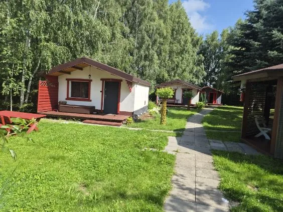 Domki wśród zieleni, alejka między domkami